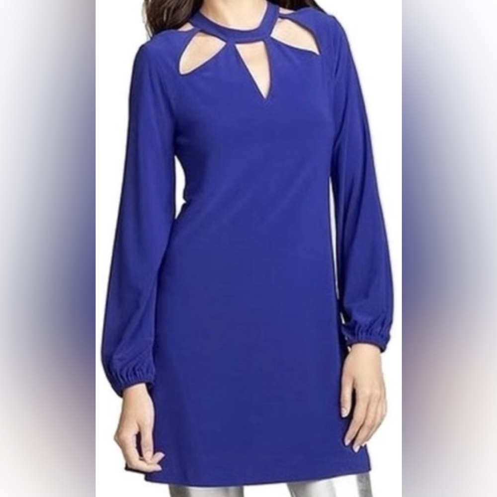 Norma Kamala Cutout Long Sleeve Dress Electric Blue Size‎ 2XL